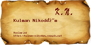 Kulman Nikodém névjegykártya